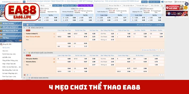 4 mẹo chơi thể thao EA88 tuyệt cú mèo